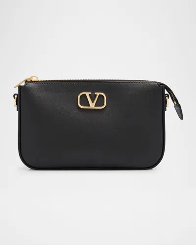 Valentino Garavani Vlogo Mini Leather Wallet On Chain In Nero