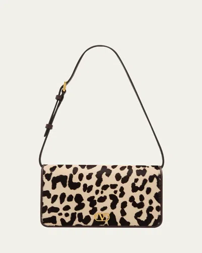 Valentino Garavani Vlogo Mini Leopard-print Calf Hair Shoulder Bag In Black
