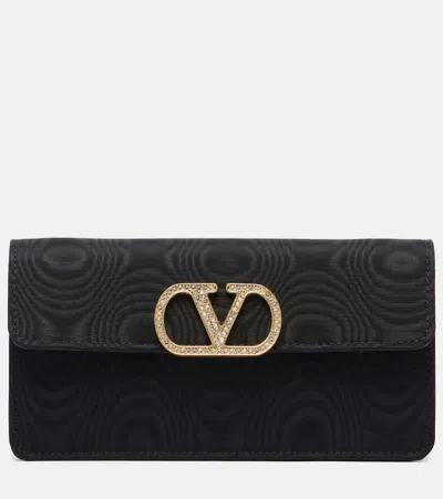 Valentino Garavani Vlogo Mini Moire Clutch In Black