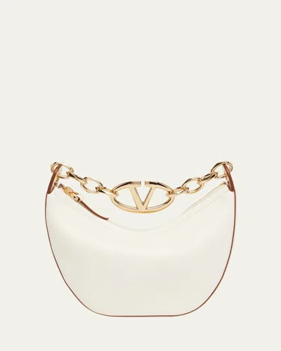 Valentino Mini Vlogo Moon Leather Top Handle Bag In Ivory