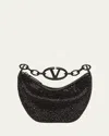 Valentino Vlogo Mini Moon Sequined Lambskin Top-handle Bag In Nero