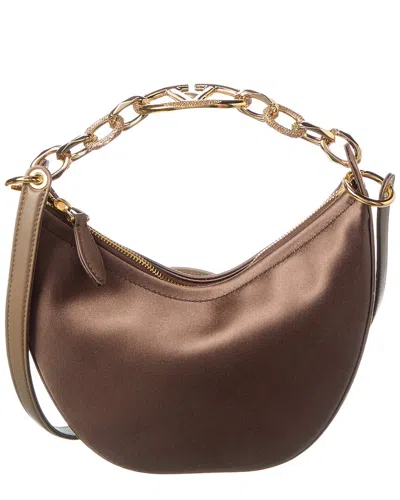 Valentino Garavani Valentino Vlogo Mini Satin Hobo Bag In Brown