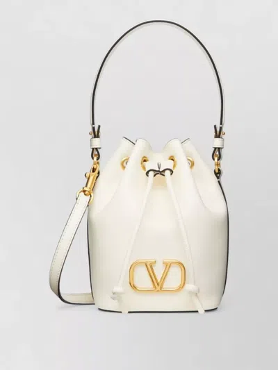 Valentino Garavani Vlogo Mini Shoulder Bag Bucket Style In White