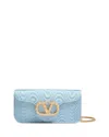 Valentino Vlogo Moire Clutch In Blue