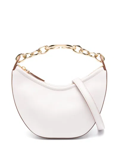 Valentino Garavani Small Vlogo Moon Leather Shoulder Bag In White