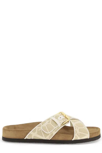 Valentino Garavani Multicolor Criss-cross Sandals With Iconic Toile Motif