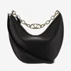 Valentino Vlogo Moon Bag Medium Hobo In Garnet Calfskin With Chain In Black