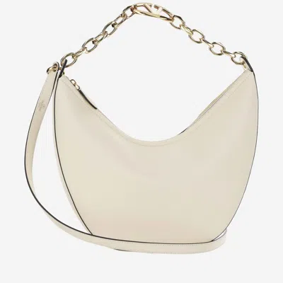 Valentino Garavani Vlogo Moon Bag Medium Hobo In Garnet Calfskin With Chain In White