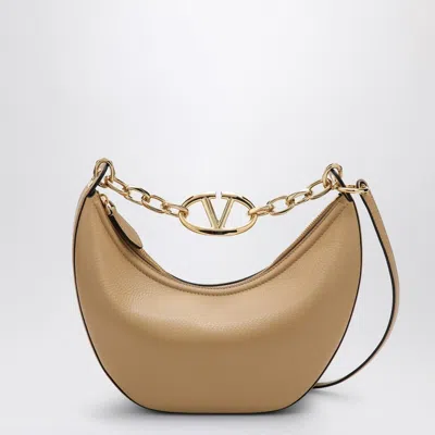 Valentino Garavani Vlogo Moon Cappuccino-coloured Small Hobo Bag In Neutrals