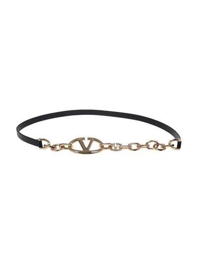 Valentino Garavani Valentino Vlogo Moon Chain Link Belt In Black