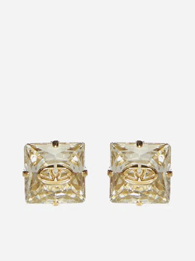 Valentino Garavani Vlogo Moon Crystal Earrings In Gold