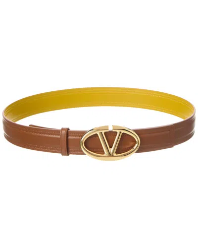 Valentino Garavani Valentino Vlogo Moon Leather Belt In Brown