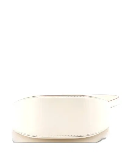 Pre-owned Valentino Garavani Vlogo Moon Leather Mini Hobo Bag In White