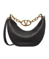 Valentino Small Vlogo Moon Leather Shoulder Bag In Black