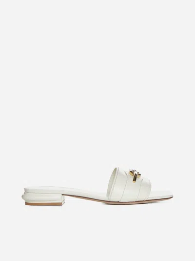 VALENTINO GARAVANI VLOGO MOON LEATHER SLIDES