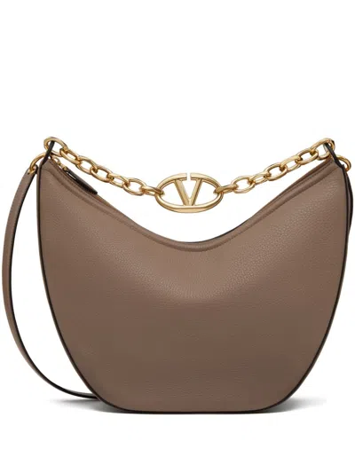 Valentino Garavani Vlogo Moon Medium Leather Shoulder Bag In Beige