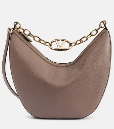 Valentino Garavani Women Antiqued Pink Leather Medium Hobo Vlogo Moon Shoulder Bag In Multicolor
