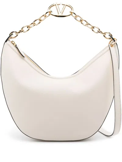 Valentino Garavani Vlogo Moon Medium Leather Shoulder Bag In White