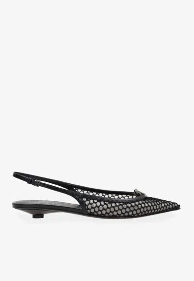 Valentino Garavani Vlogo Moon Mesh Slingback Flats In Black