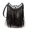Valentino Vlogo Moon Mini Hobo Bag With Sequin Fringes In Black