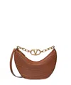 Valentino Garavani Small Vlogo Moon Hobo Bag In Nappa Leather With Chain Woman Tobacco Uni