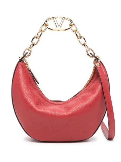 Valentino Garavani Vlogo Moon Small Leather Shoulder Bag In Red