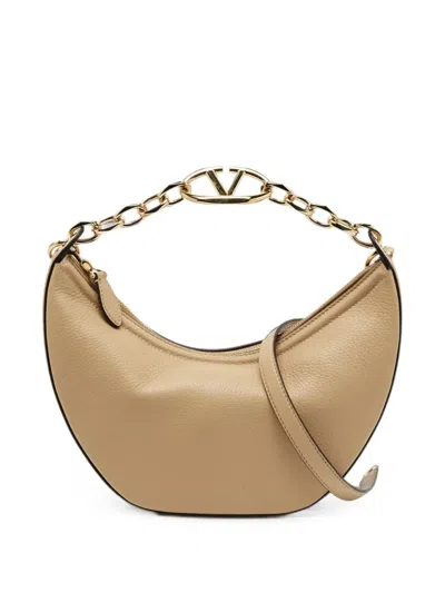 Pre-owned Valentino Garavani Vlogo Moon Tote Bag In Neutrals
