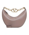 Valentino Vlogo Moon Zip-up Medium Shoulder Bag In Nude