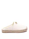Valentino Garavani Vlogo 25 Embellished Textured-leather Espadrille Mules In White