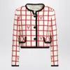 Valentino Ivory Jacket With Check Vlogo Pattern In Red