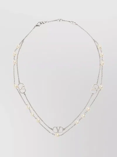 VALENTINO GARAVANI VLOGO NECKLACE SIGNATURE SWAROWSKI PEARLS