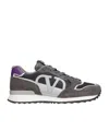 Valentino Garavani Vlogo Pace Low-top Trainer In Split Leather Fabric And Calfskin In Black
