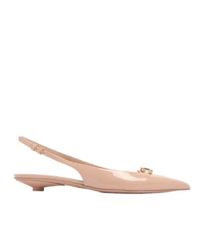 Valentino Garavani Vlogo Signature Leather Slingback Pump In Beige Rose