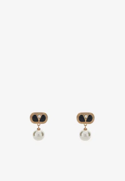 VALENTINO GARAVANI VLOGO OVAL PEARL EARRINGS