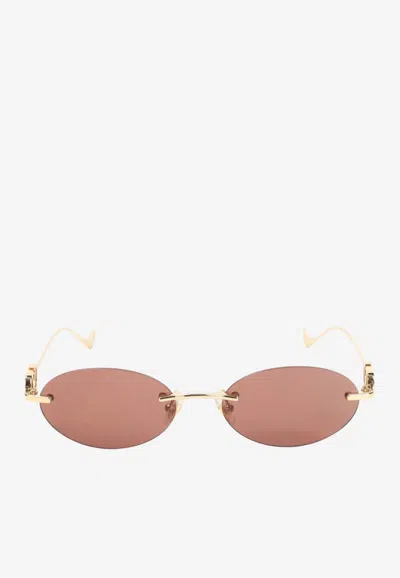 Valentino Vlogo Oval-shaped Sunglasses In Brown