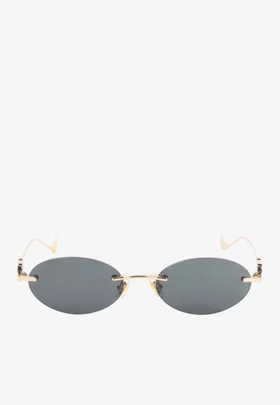 Valentino Vlogo Oval-shaped Sunglasses In Gray