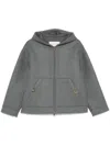 Valentino Virgin Wool Heavy Hood With Zip Closure In Grey