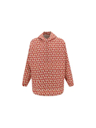 Valentino Vlogo Parka Jacket In Red
