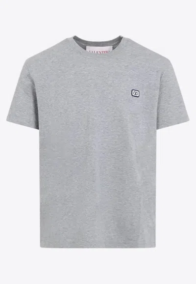 Valentino Vlogo Patch Crewneck T-shirt In Grey
