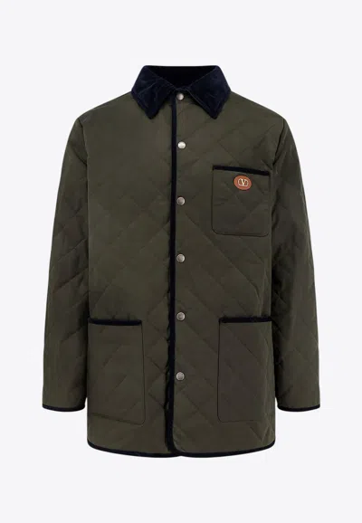 VALENTINO VLOGO PATCH QUILTED JACKET