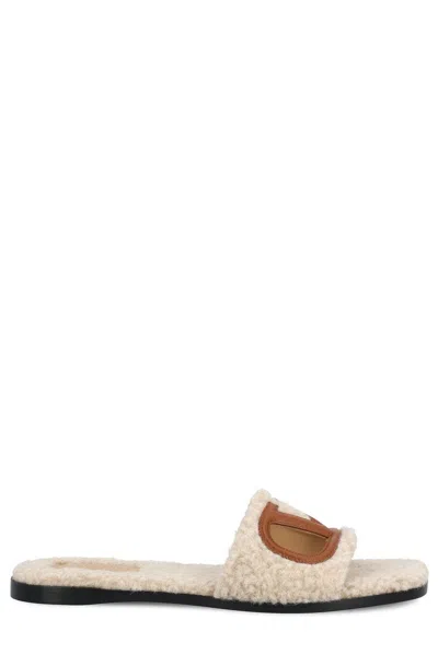 Valentino Garavani Valentino Vlogo Patch Slip-on Sandals In Nude