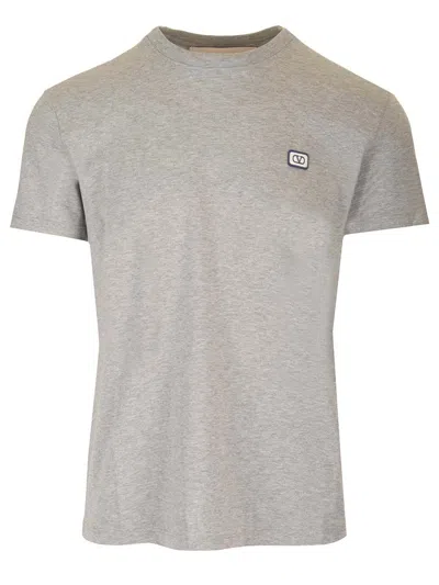 Valentino Logo Short-sleeved T-shirt In Grey