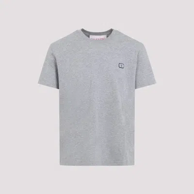 Valentino Vlogo Patch Crewneck T-shirt In Grey