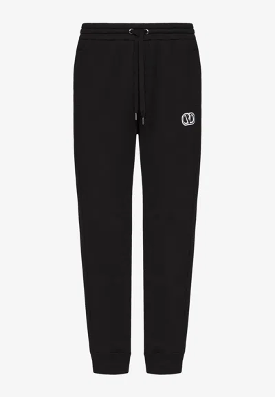 Valentino Technical Cotton Joggers With Vlogo Signature Patch In Black
