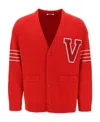 Valentino Garavani Red And White Wool Blend Cardigan In Red