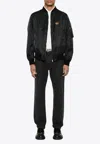 Valentino Garavani Nylon Hooded Jacket With Drawstring In Black