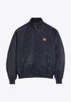 Valentino High Collar Bomber Jacket With Side Pockets In Navy