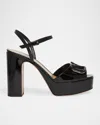 Valentino Vlogo Signature 115 Patent Leather Platform Pumps In Nero