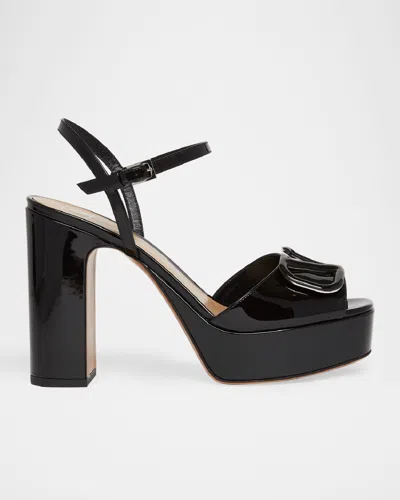 VALENTINO GARAVANI VLOGO PATENT ANKLE-STRAP PLATFORM SANDALS