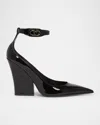 Valentino Vlogo Lockette 105 Patent Leather Wedges In Nero